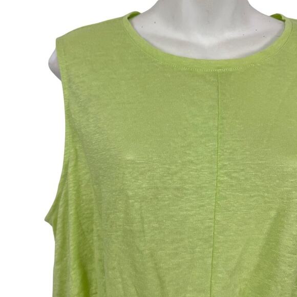 J Jill Love 100% Linen Knot Front Sleeveless Knit Lime Green Top Shirt sz L - Picture 5 of 16